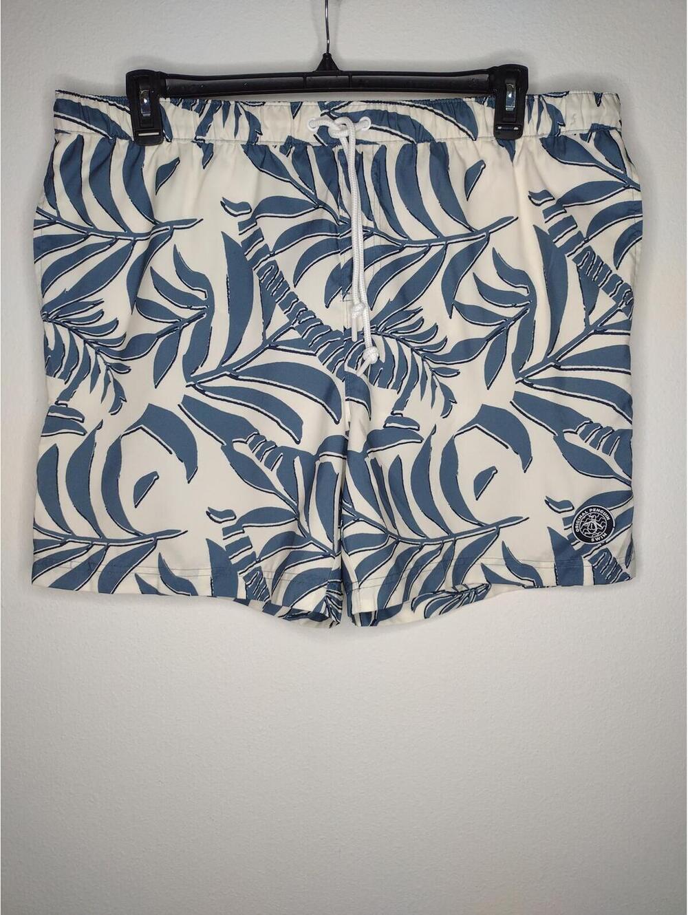 NWOT Original Penguin Men's White/Blue Tropical Swim Trunks Size XXL
